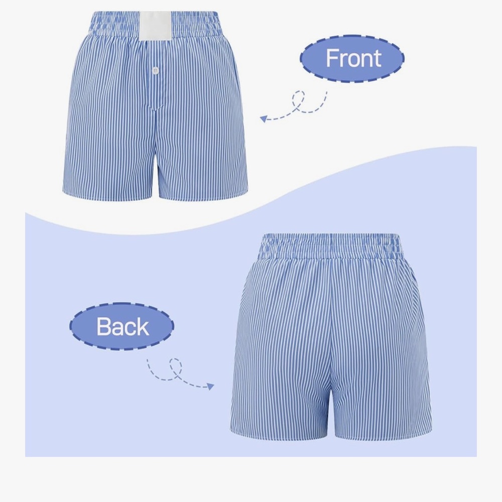 Blue Striped Boxer Style Shorts - Picture 5 of 7